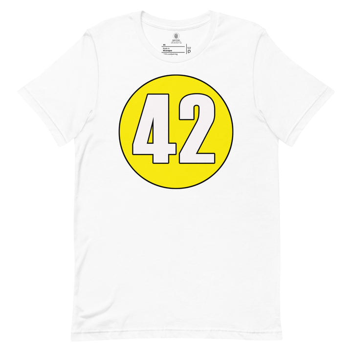 Unisex t-shirt: White on Yellow 42