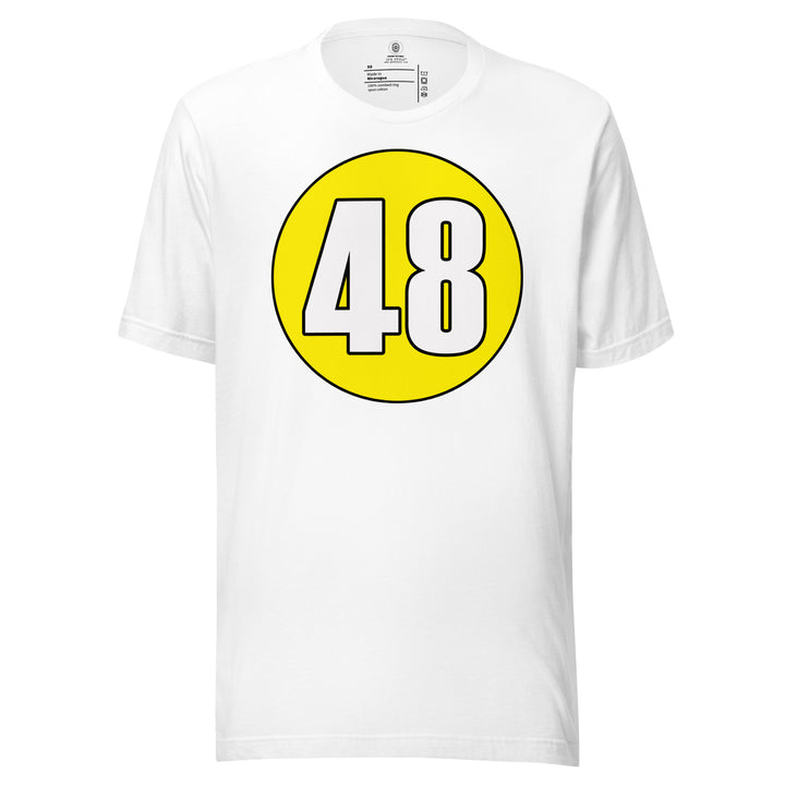 Unisex t-shirt: White on Yellow 48