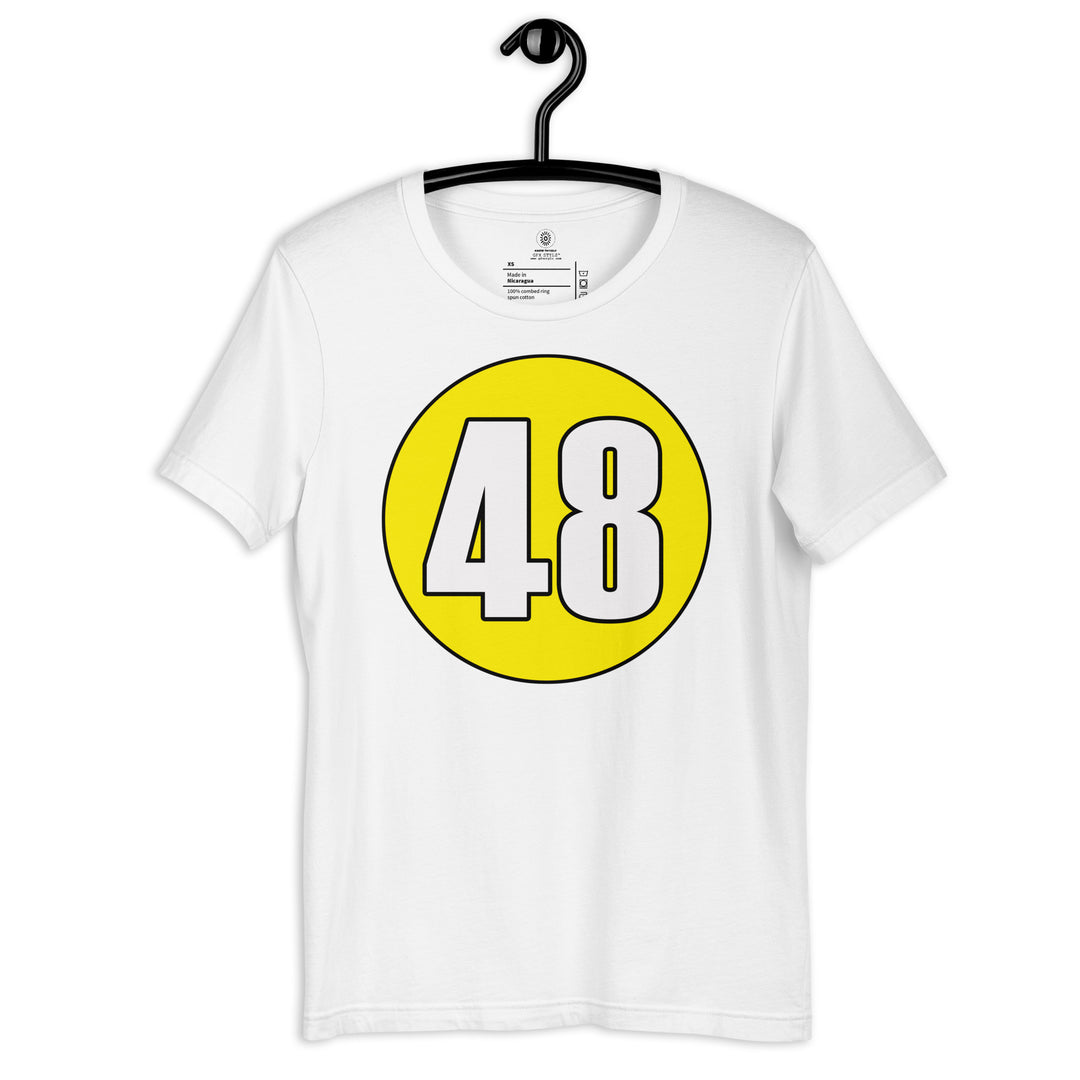 Unisex t-shirt: White on Yellow 48