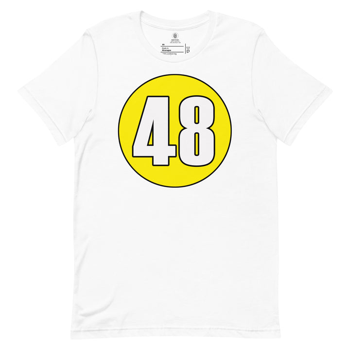 Unisex t-shirt: White on Yellow 48