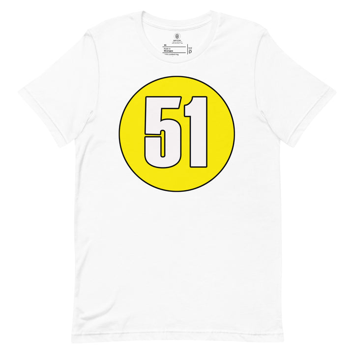 Unisex t-shirt: White on Yellow 51