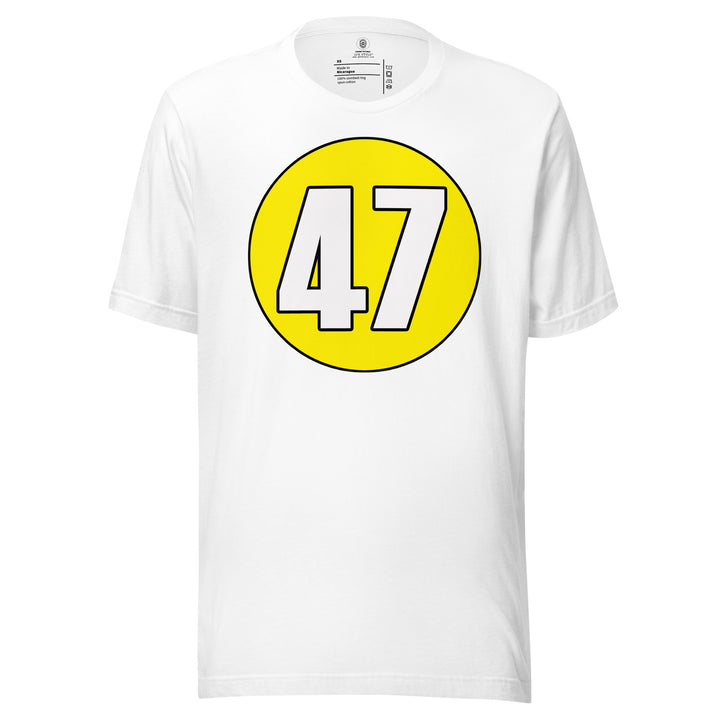 Unisex t-shirt: White on Yellow 47