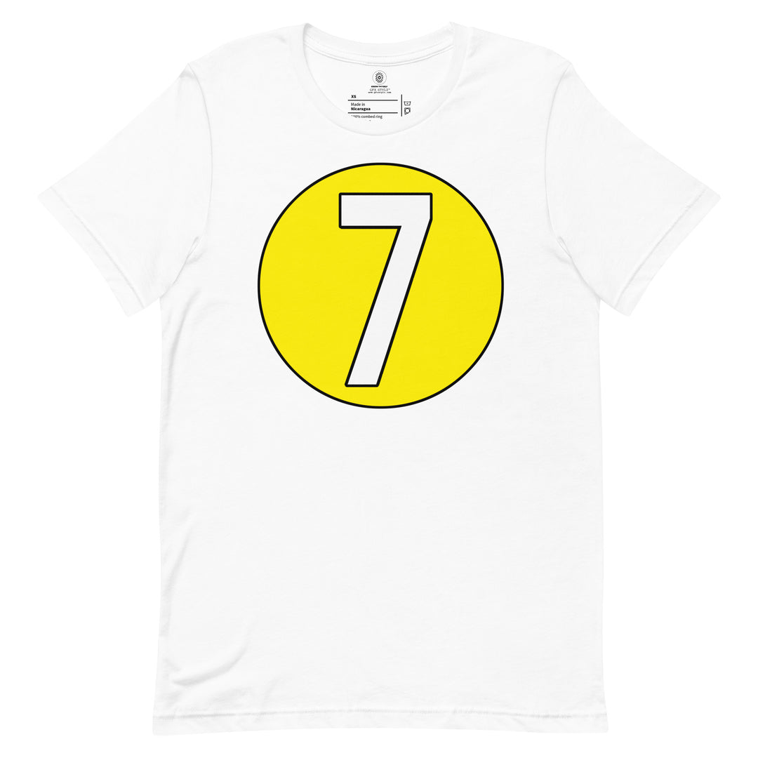 Unisex t-shirt: White on Yellow 7