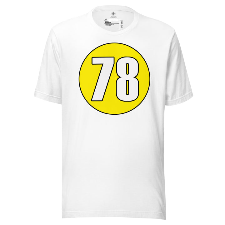 Unisex t-shirt: White on Yellow 78