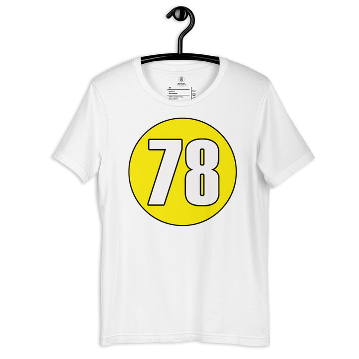 Unisex t-shirt: White on Yellow 78