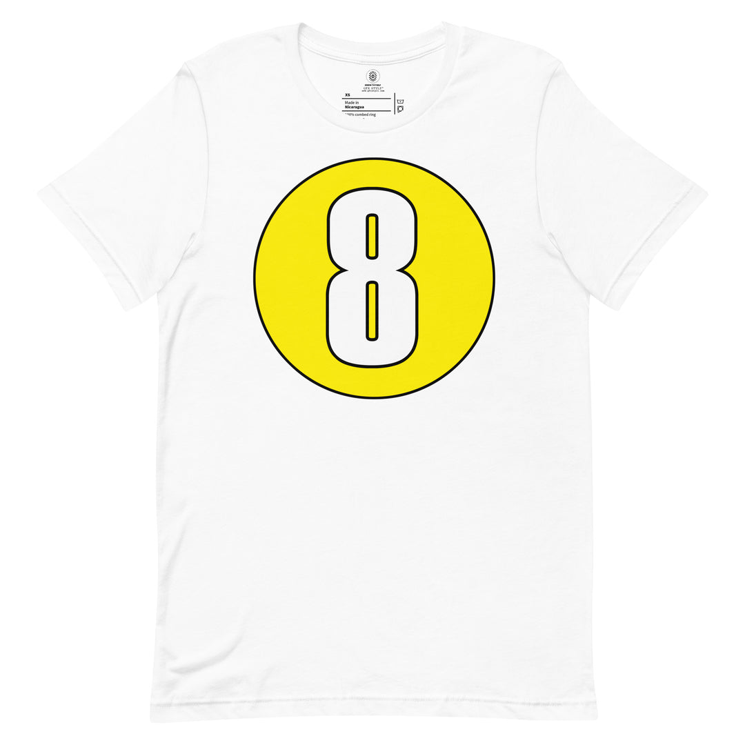 Unisex t-shirt: White on Yellow 8