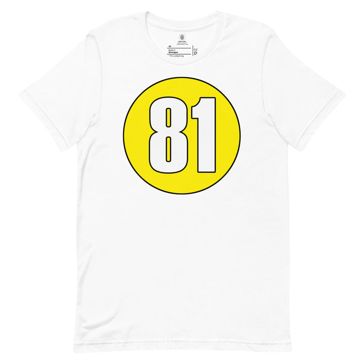 Unisex t-shirt: White on Yellow 81