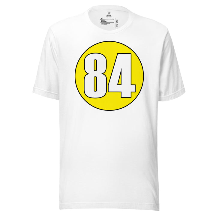 Unisex t-shirt: White on Yellow 84