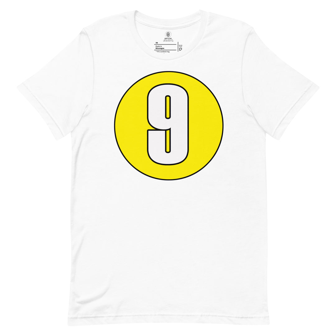 Unisex t-shirt: White on Yellow 9