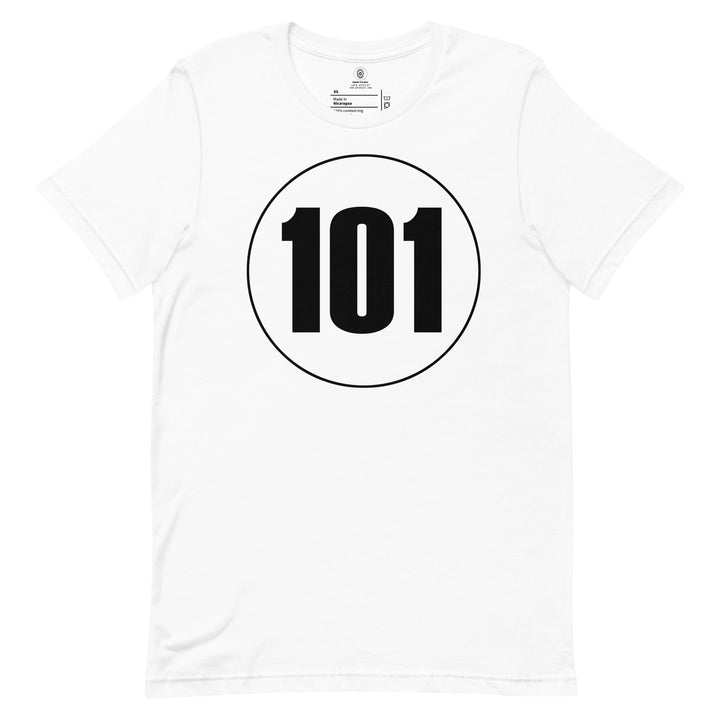 Unisex t-shirt: Black on White 101