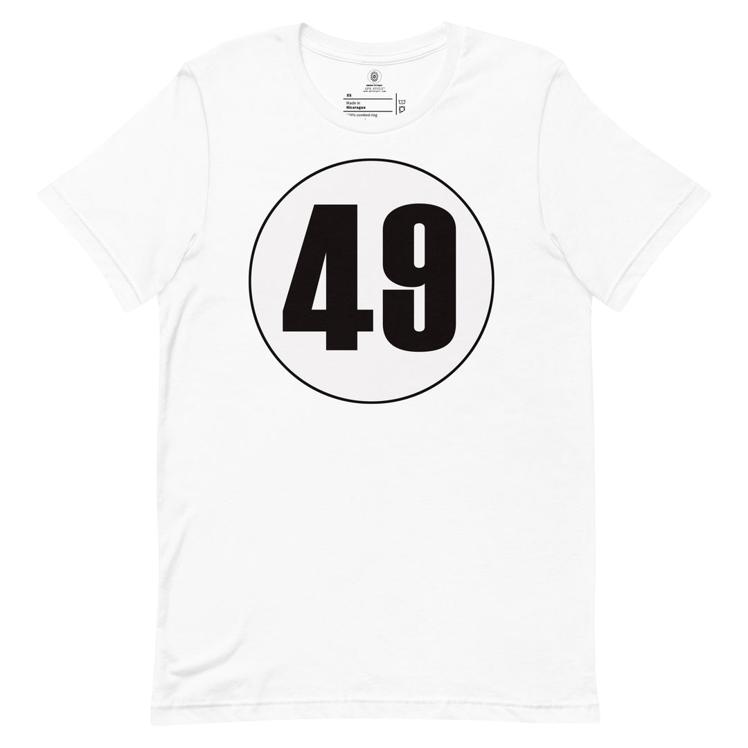 Unisex t-shirt: Black on White 49