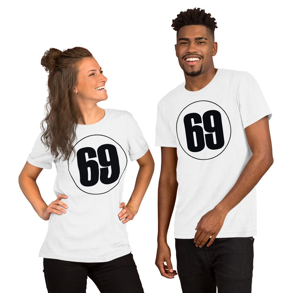 Unisex t-shirt: Black on White 69