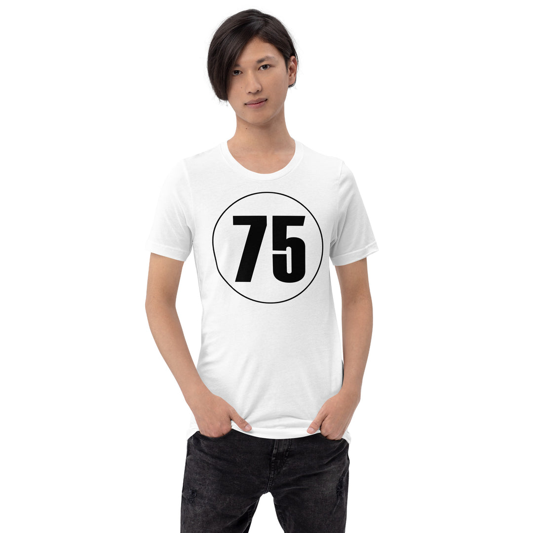 Unisex t-shirt: Black on White 75