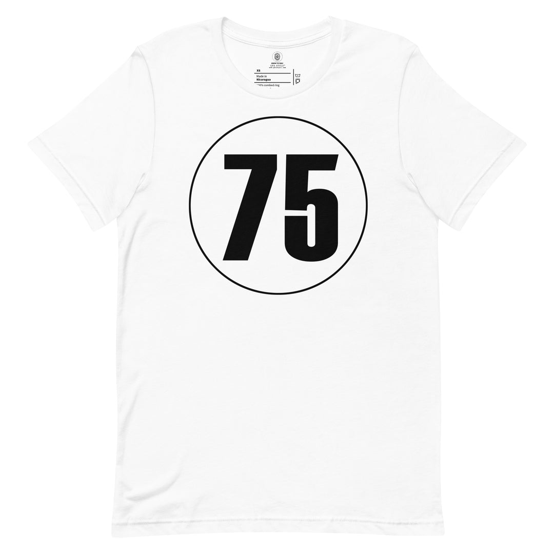 Unisex t-shirt: Black on White 75