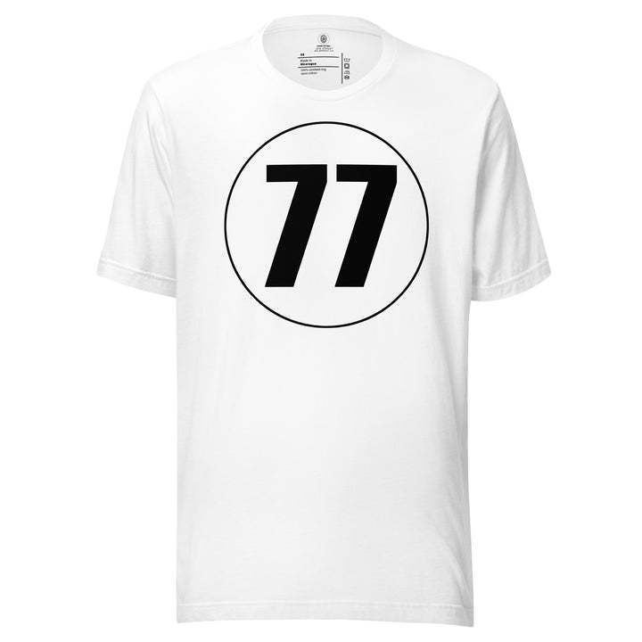 Unisex t-shirt: Black on White 77