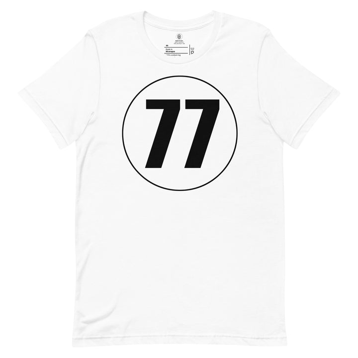 Unisex t-shirt: Black on White 77