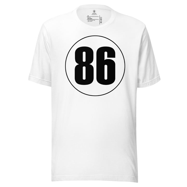 Unisex t-shirt: Black on White 86