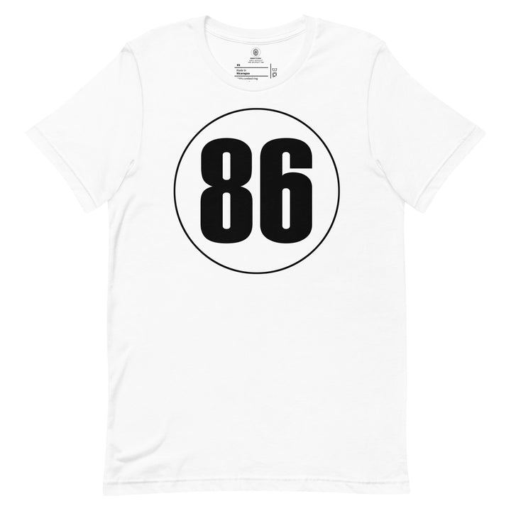 Unisex t-shirt: Black on White 86