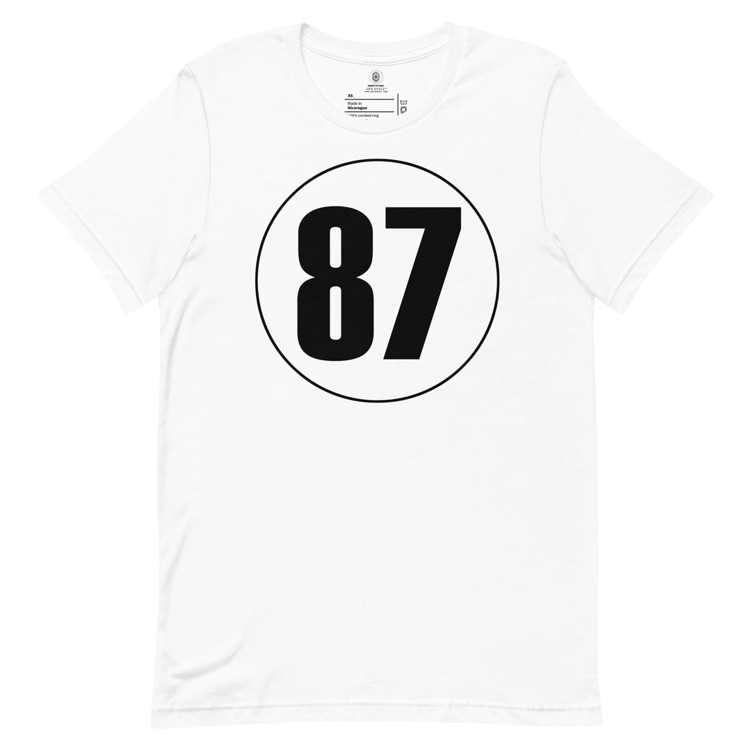 Unisex t-shirt: Black on White 87