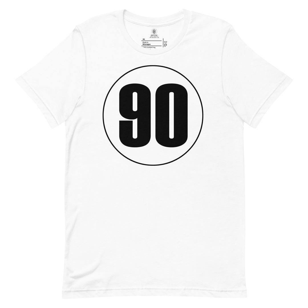 Unisex t-shirt: Black on White 90