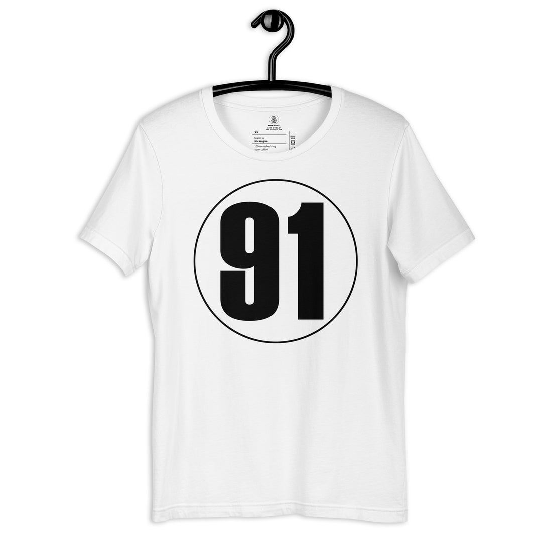 Unisex t-shirt: Black on White 91