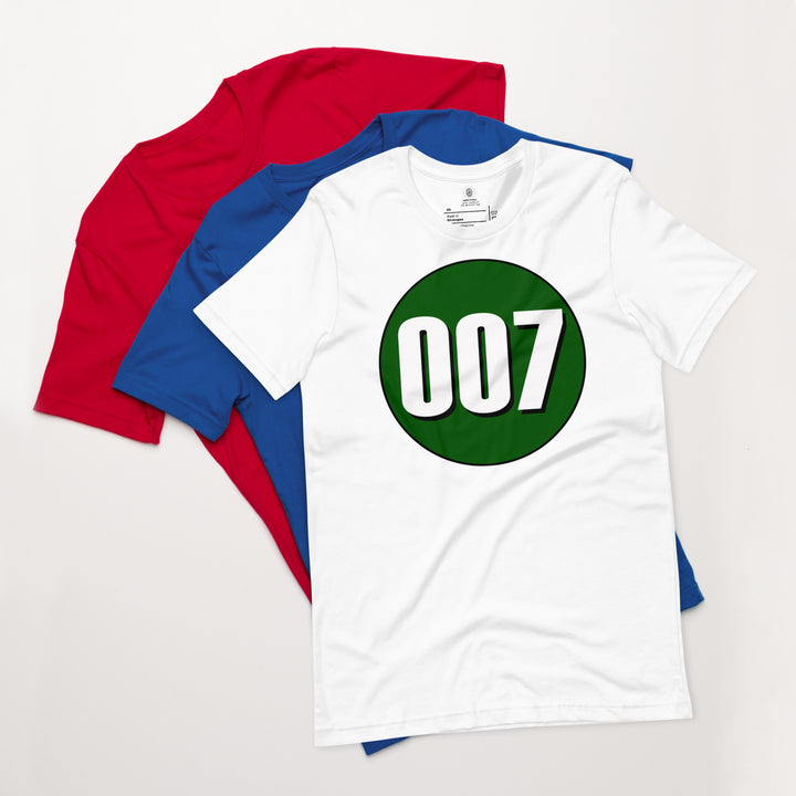 Unisex t-shirt: White on Hunter Green 007