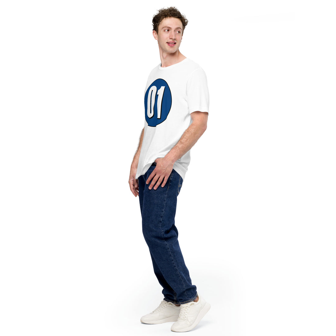 Unisex t-shirt: White on Navy Blue 01