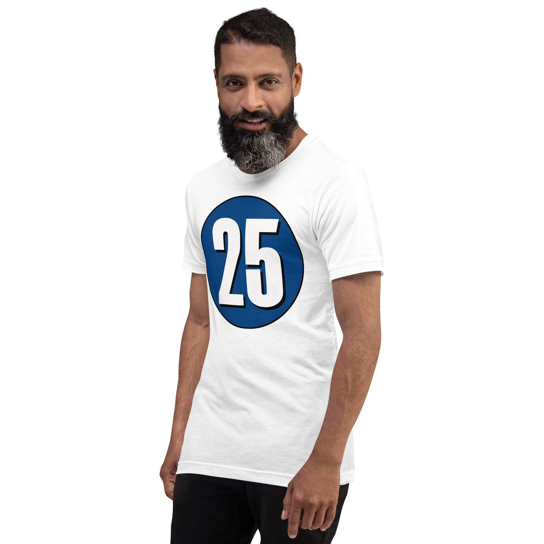 Unisex t-shirt: White on Navy Blue 25