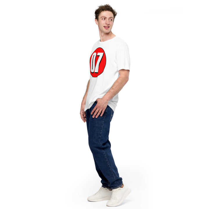 Unisex t-shirt: White on Red 07