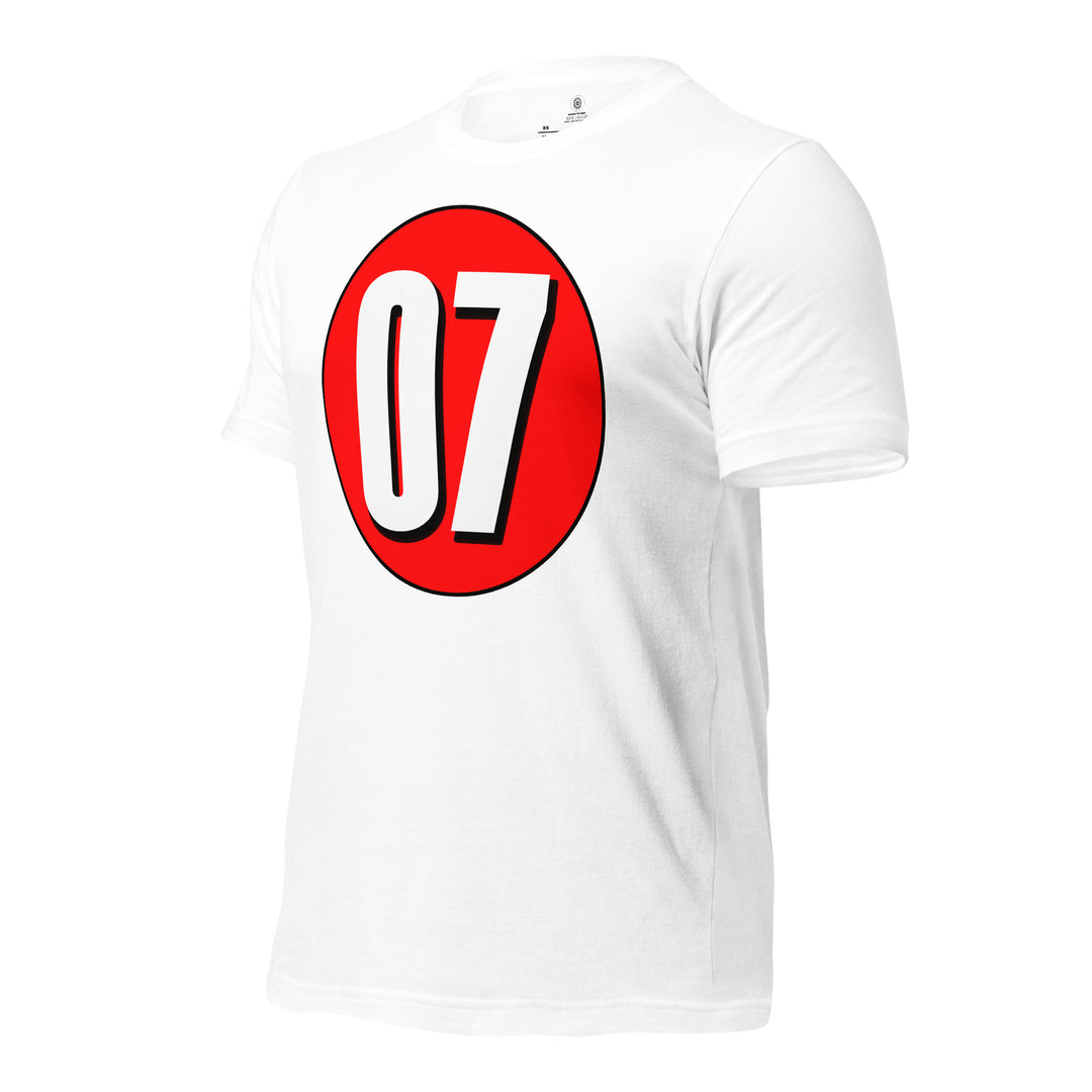 Unisex t-shirt: White on Red 07