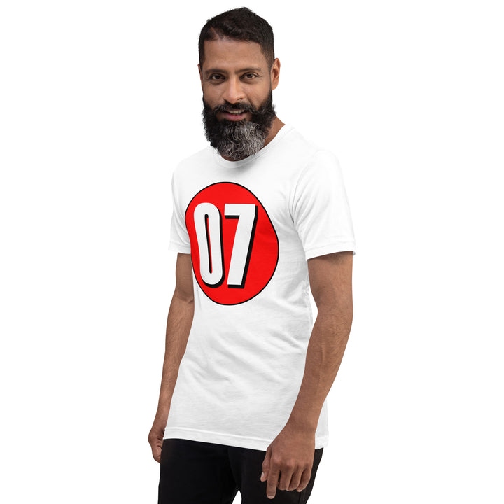 Unisex t-shirt: White on Red 07