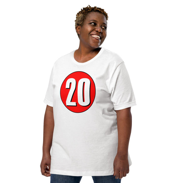 Unisex t-shirt: White on Red 20