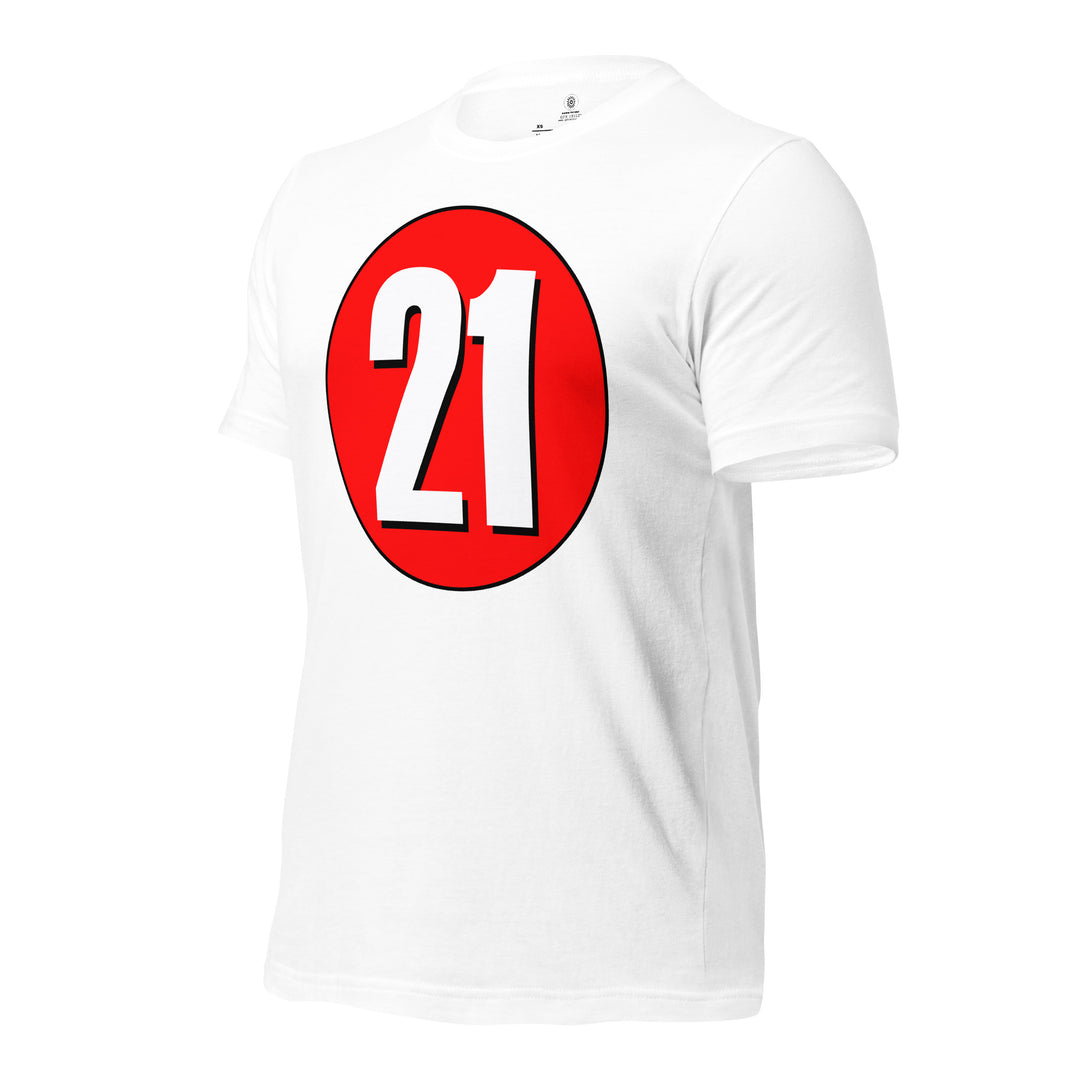 Unisex t-shirt: White on Red 21