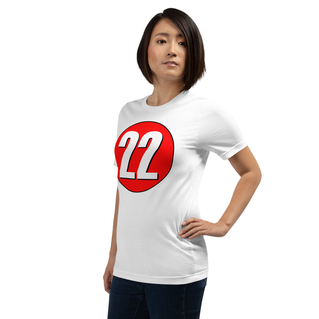 Unisex t-shirt: White on Red 22