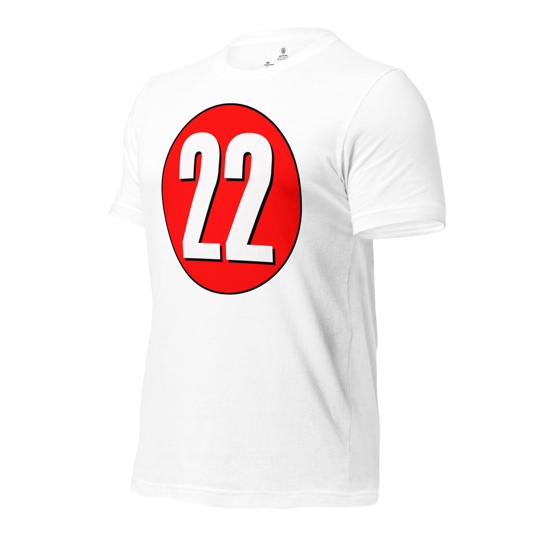 Unisex t-shirt: White on Red 22