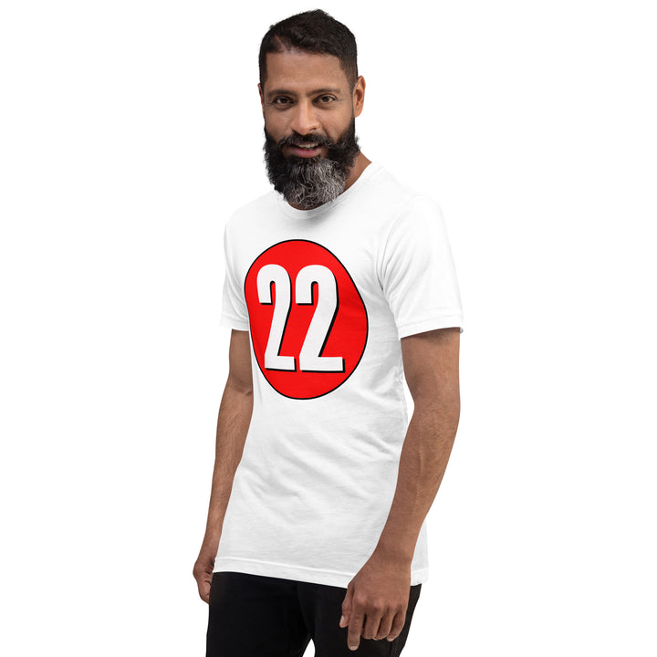 Unisex t-shirt: White on Red 22