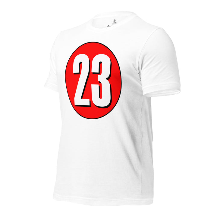 Unisex t-shirt: White on Red 23