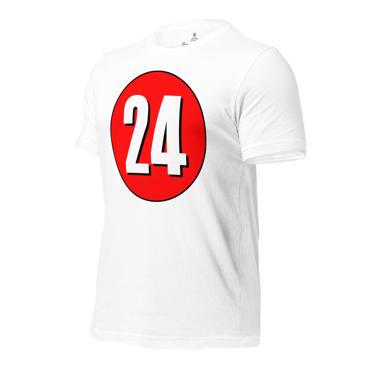 Unisex t-shirt: White on Red 24