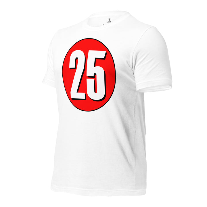 Unisex t-shirt: White on Red 25