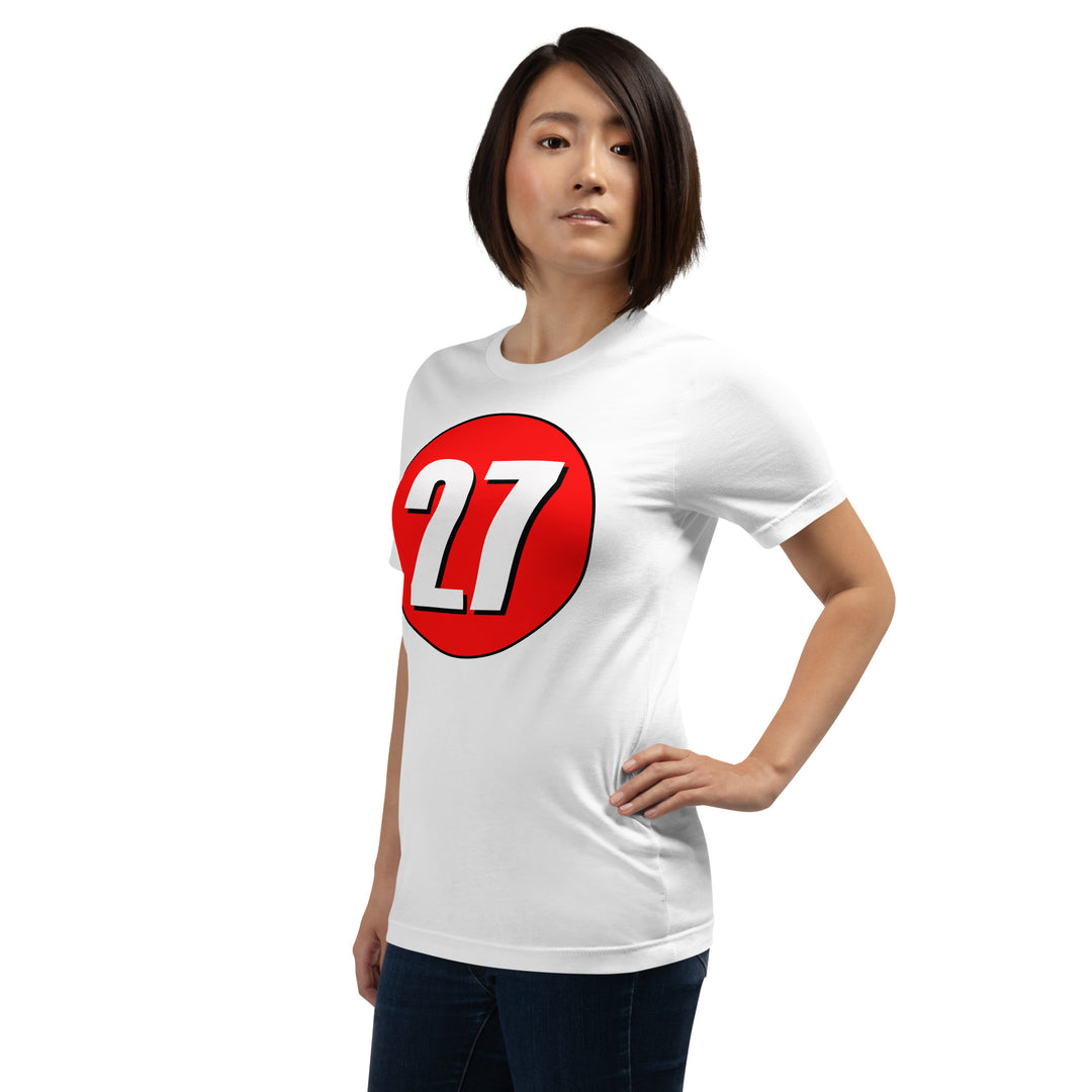 Unisex t-shirt: White on Red 27