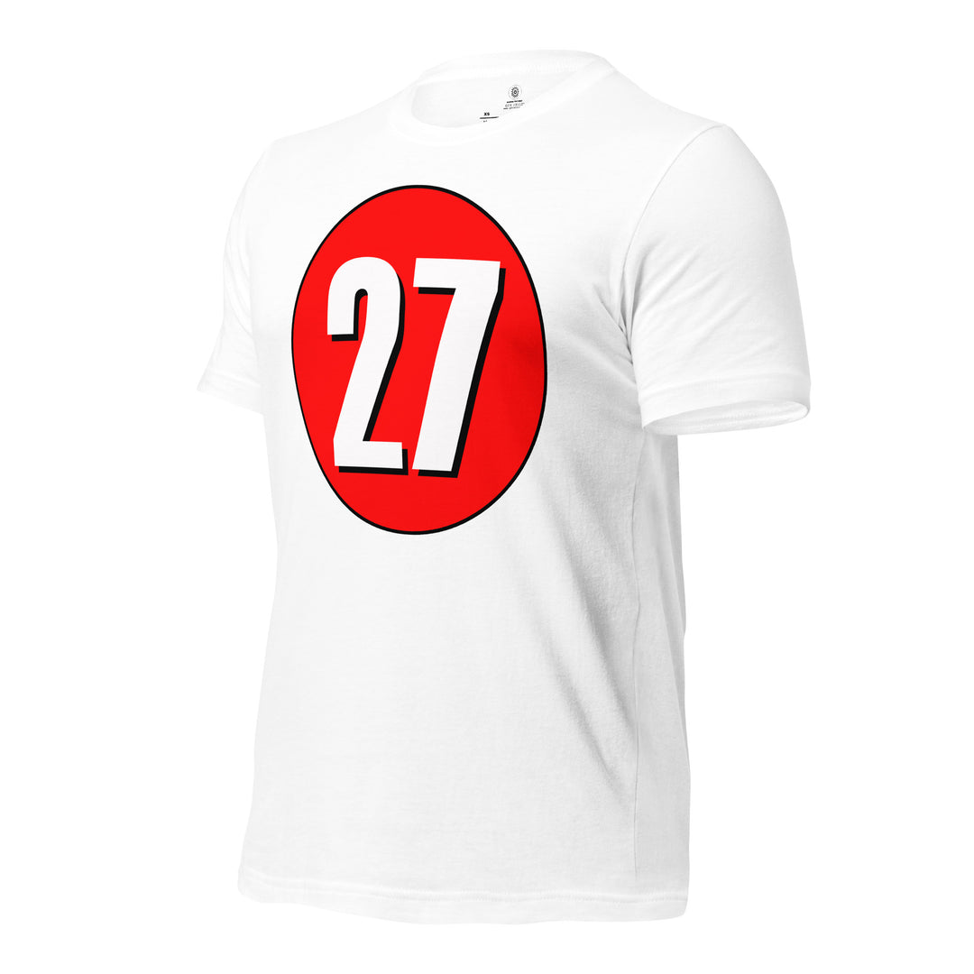 Unisex t-shirt: White on Red 27