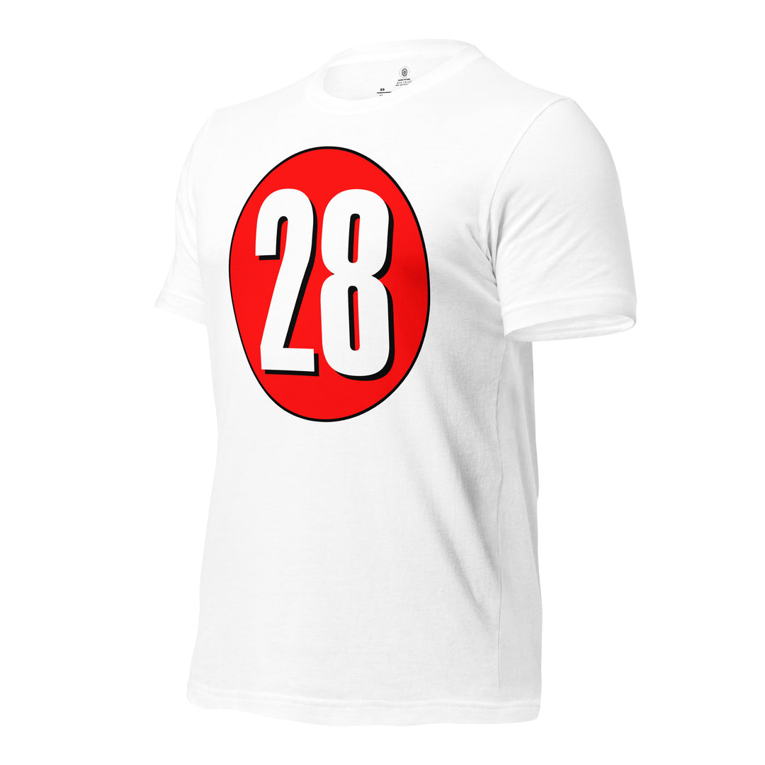 Unisex t-shirt: White on Red 28