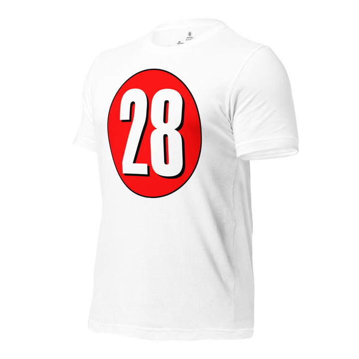 Unisex t-shirt: White on Red 28