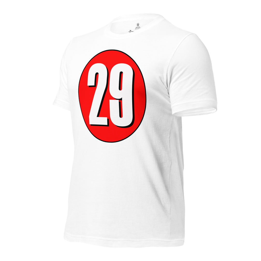 Unisex t-shirt: White on Red 29