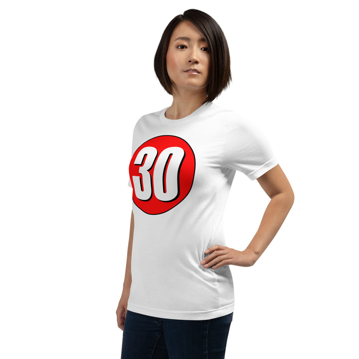 Unisex t-shirt: White on Red 30