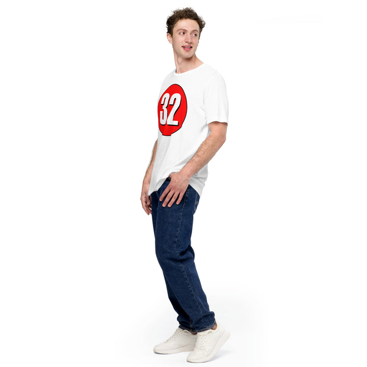 Unisex t-shirt: White on Red 32