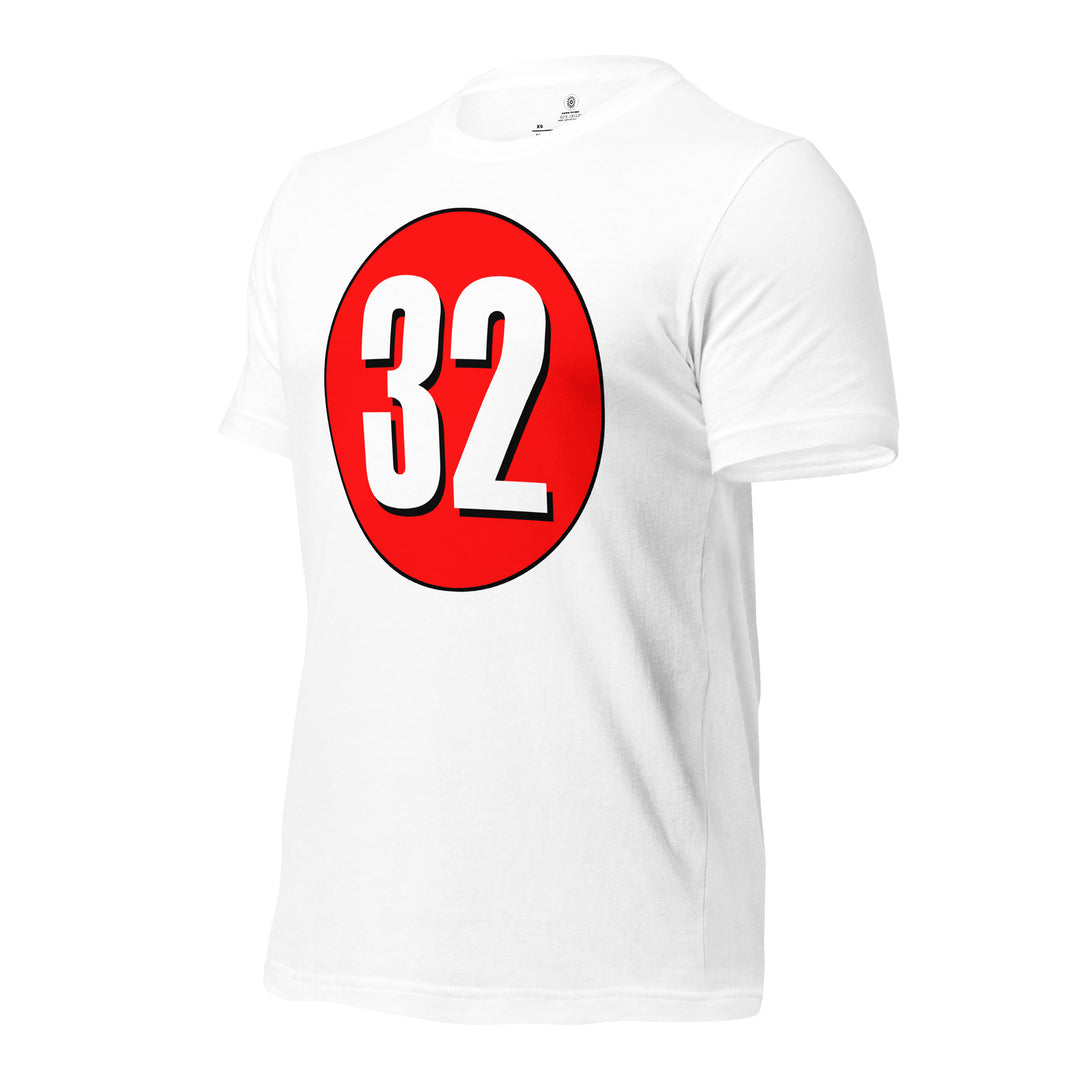 Unisex t-shirt: White on Red 32