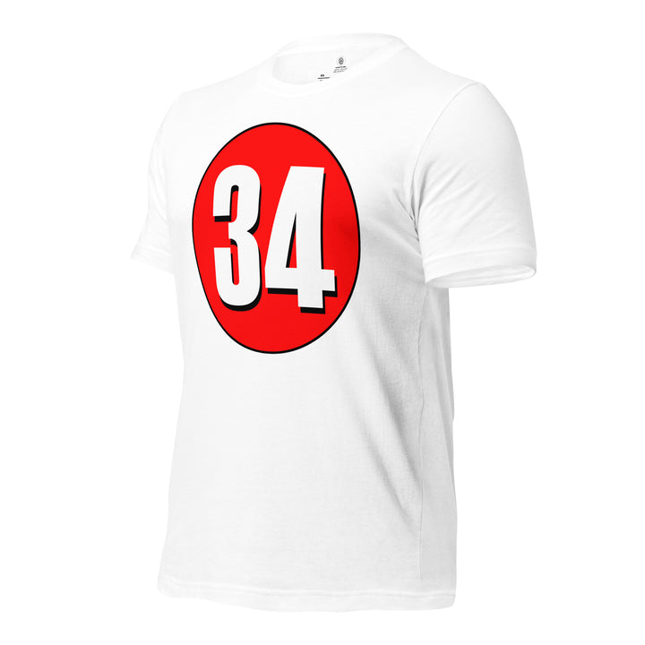 Unisex t-shirt: White on Red 34