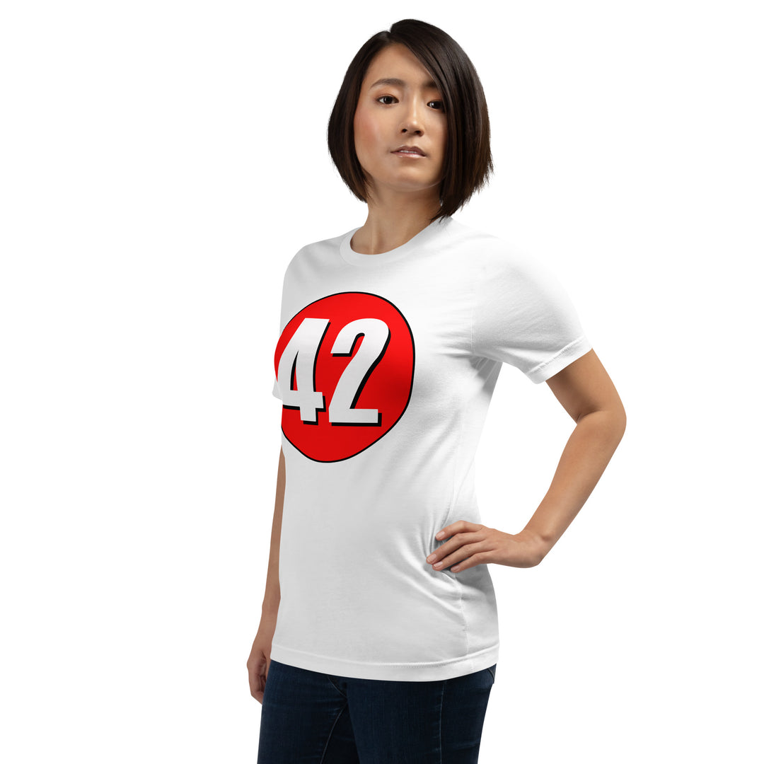 Unisex t-shirt: White on Red 42