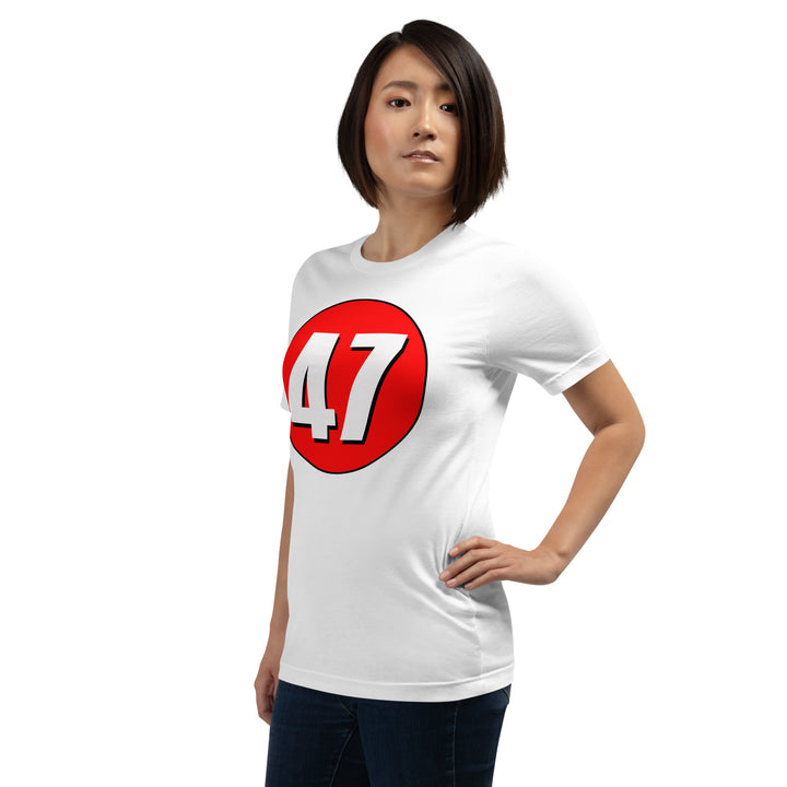 Unisex t-shirt: White on Red 47